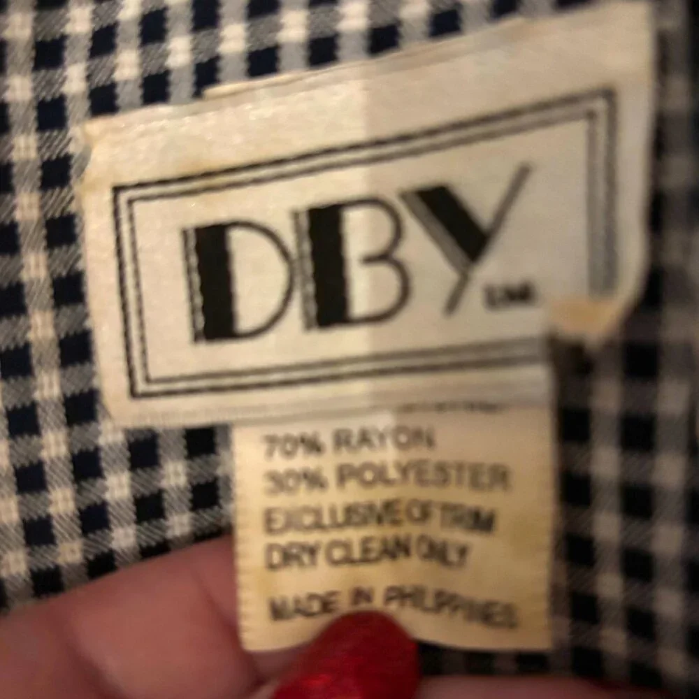 DBY‎ vintage 90s Y2K blue white plaid tie back faux jacket dress Women's sz 11